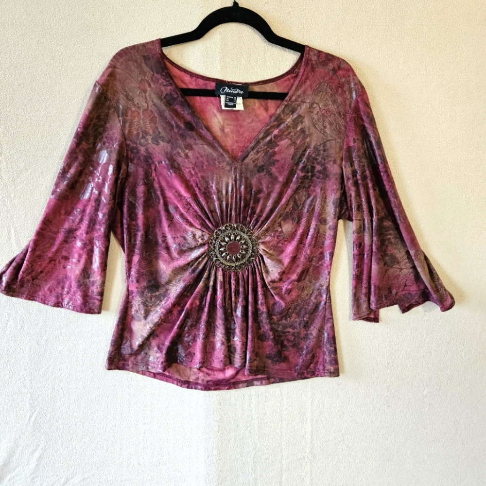 Nuevo Multicoloured Women's 3/4 Sleeve Top In Size 14